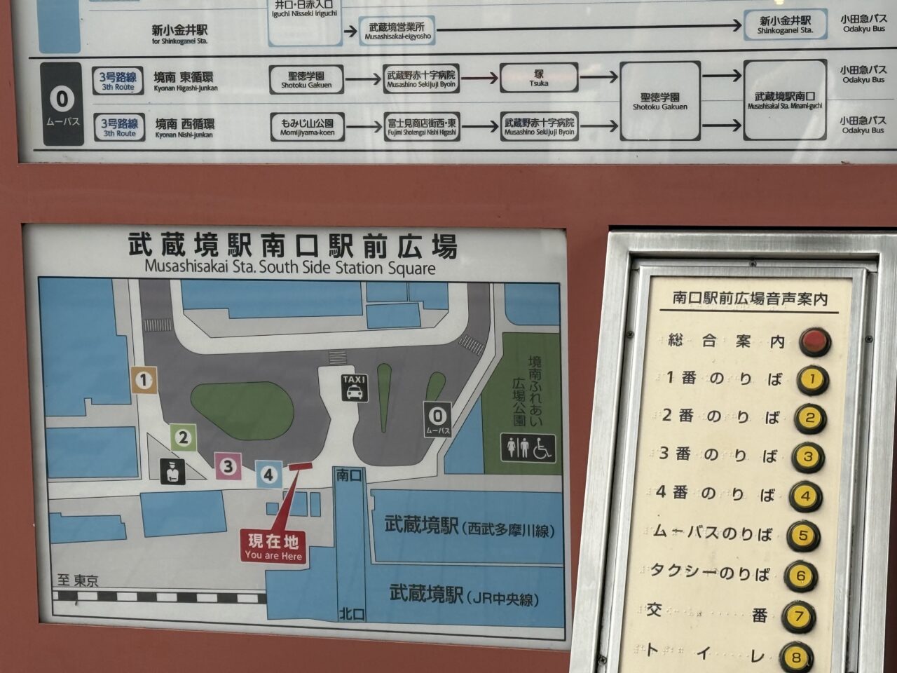 武蔵境駅南口のムーバスの停留所案内です