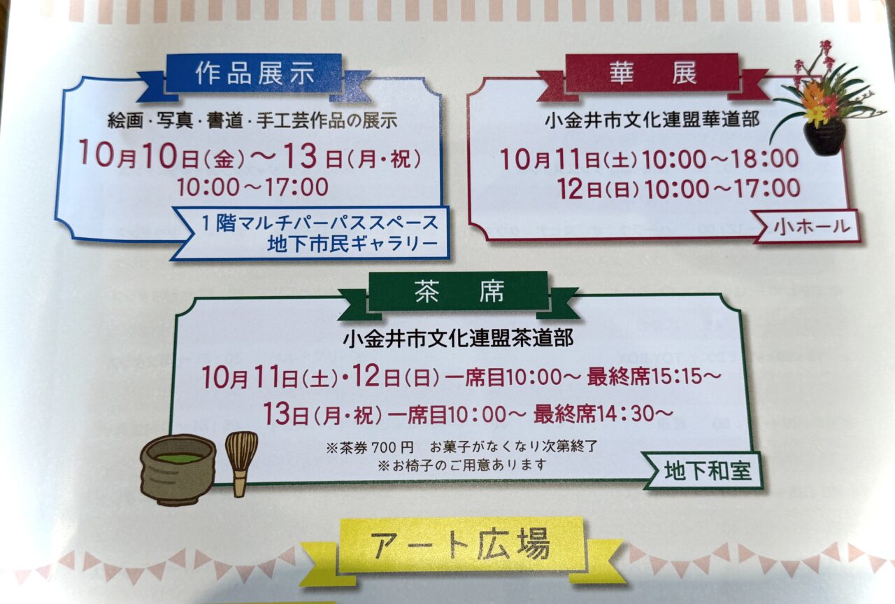こがねい市民文化祭の作品展示の案内