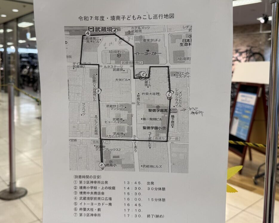 境南町こどもみこしの経路です