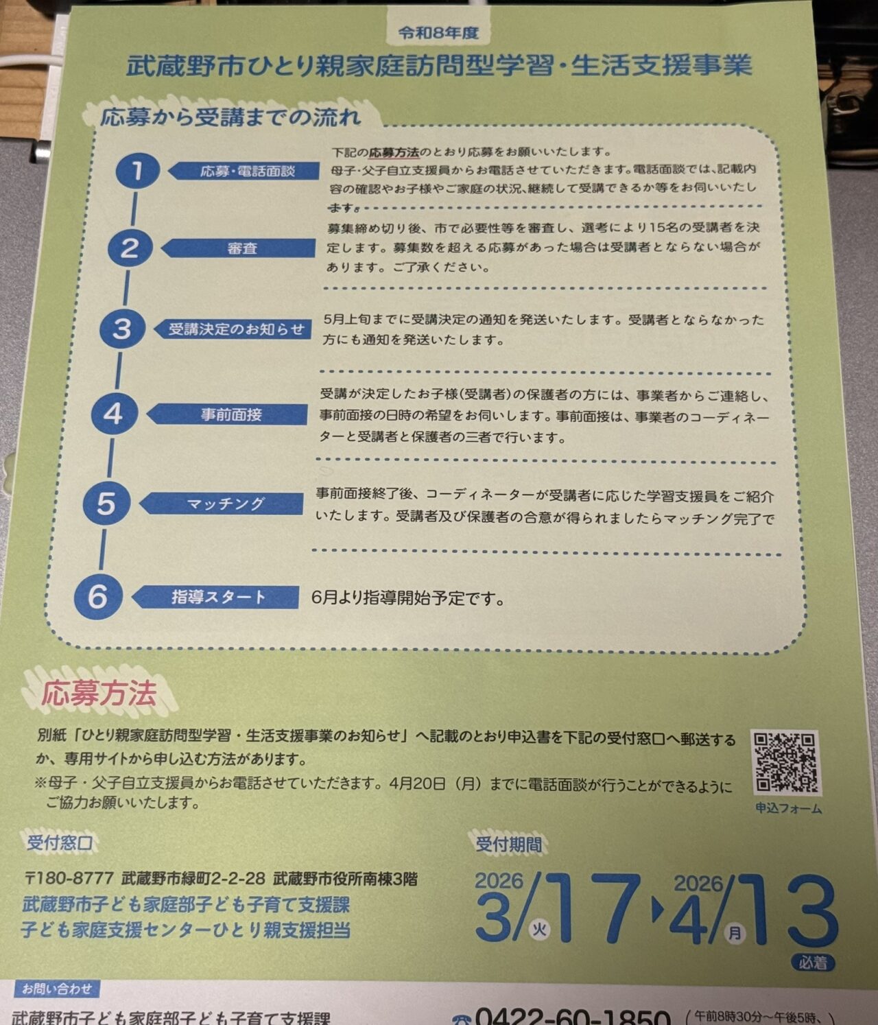 支援の概要が記載されている