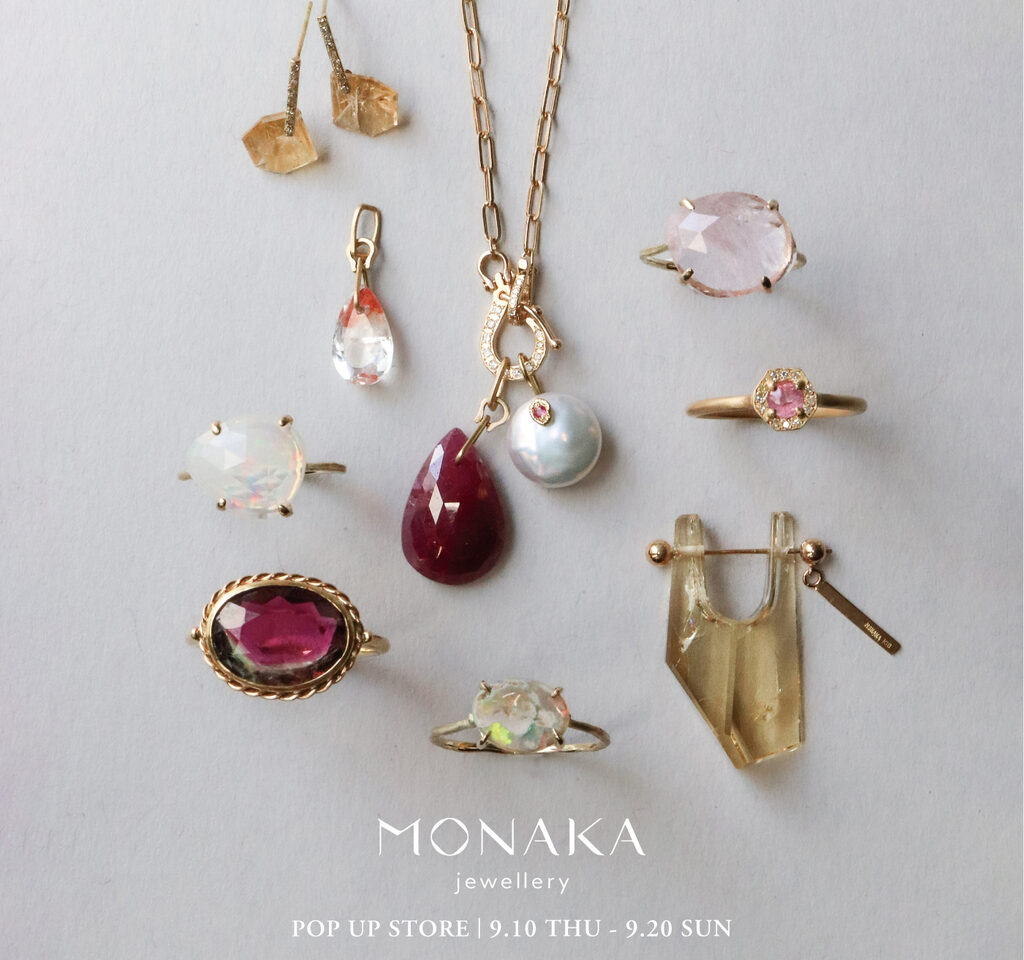 トゥモローランド吉祥寺店で開催されるMONAKA jewelleryポップアップストアの告知ビジュアル
