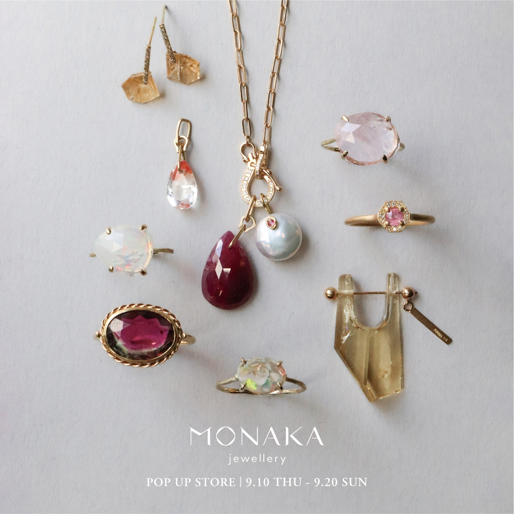 トゥモローランド吉祥寺店で開催されるMONAKA jewelleryポップアップストアの告知ビジュアル
